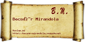 Becsár Mirandola névjegykártya
